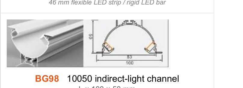 BG98 BG98 10050 indirect-light channel — photo and dimension drawing