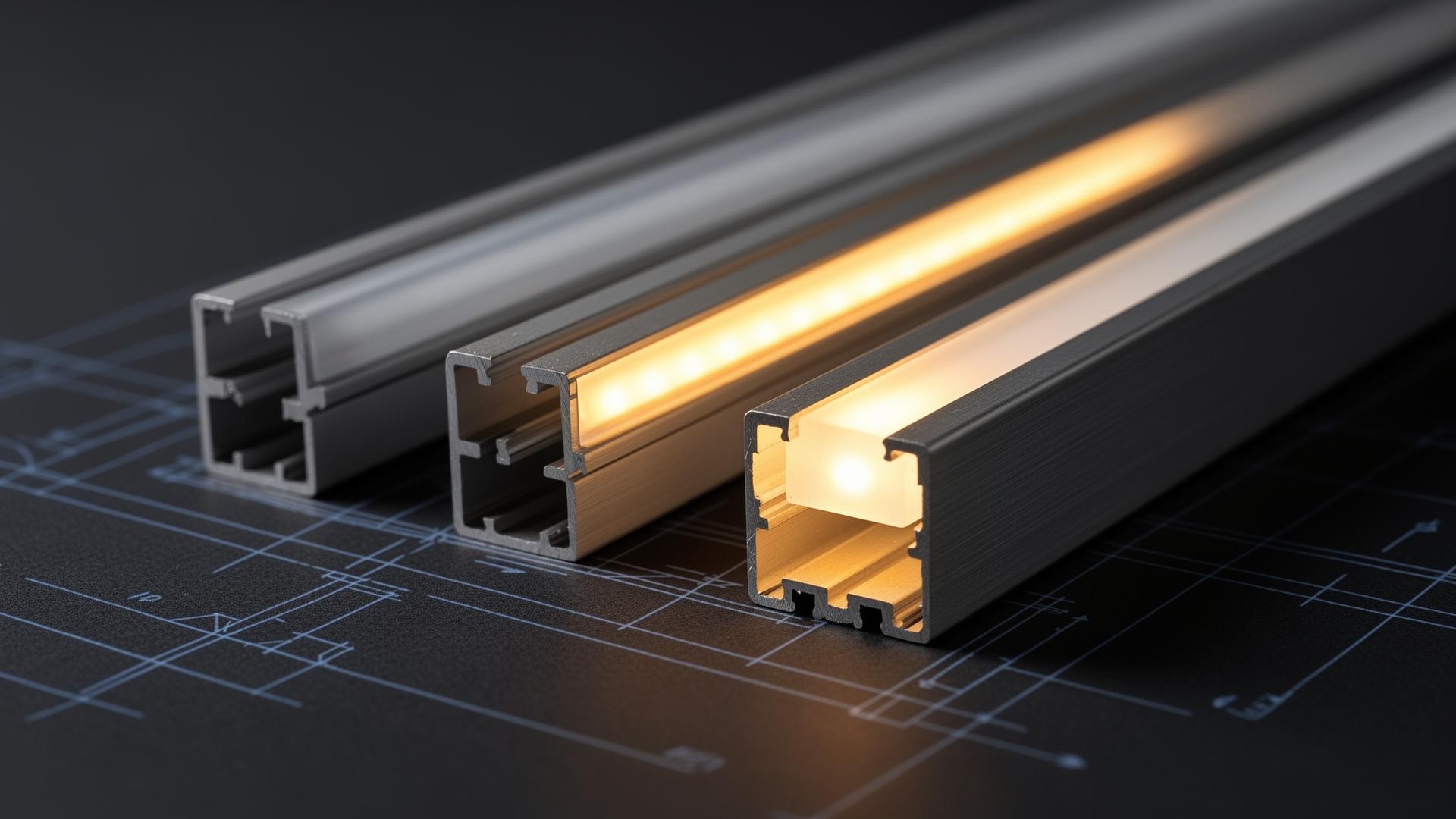 Aluminium LED profile extrusions with integrated strip lighting
