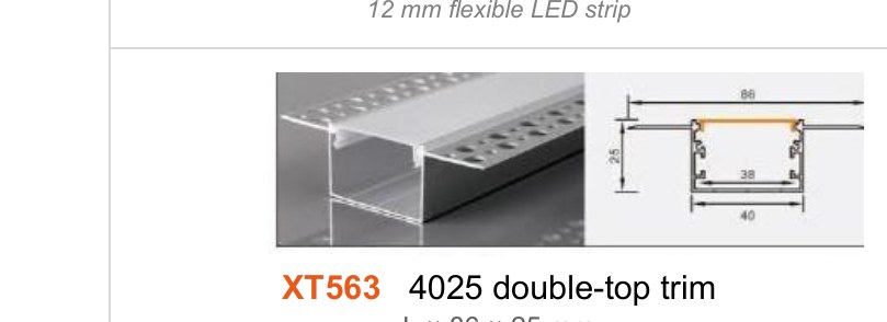 XT563 XT563 4025 double-top trim — photo and dimension drawing