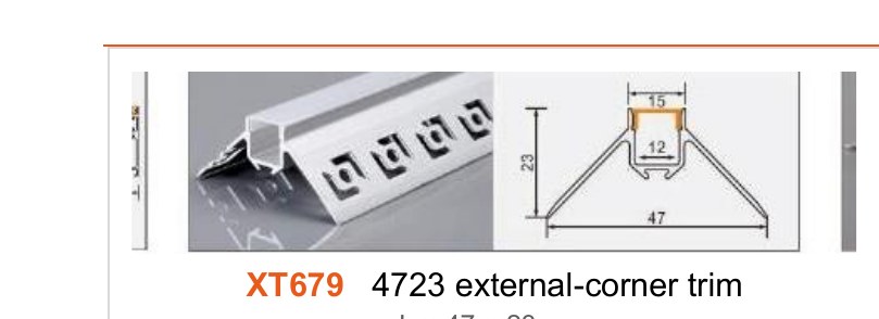 XT679 XT679 4723 external-corner trim — photo and dimension drawing