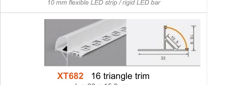 XT682 XT682 16 triangle trim — photo and dimension drawing