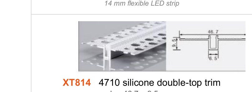 XT814 XT814 4710 silicone double-top trim — photo and dimension drawing